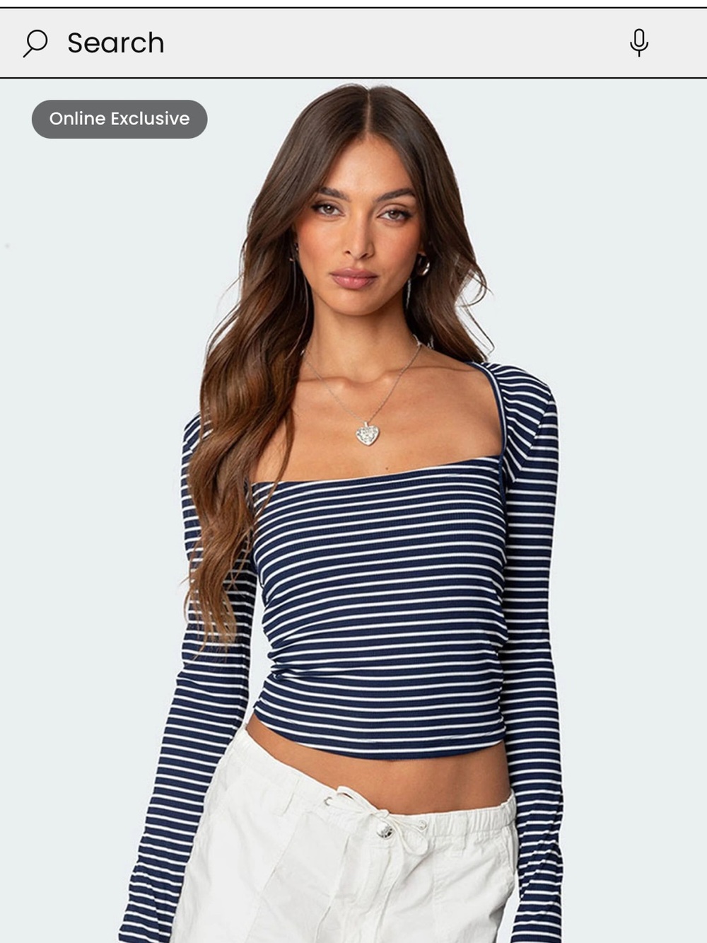 Edikted NWOT- Navy & White Striped Square Neck Top Sz XS